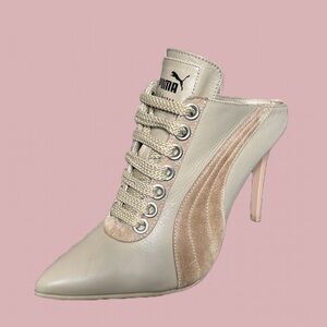 Fenty x Puma by Rihanna Leather Mules in Nude & Neutral Combination Size US 6